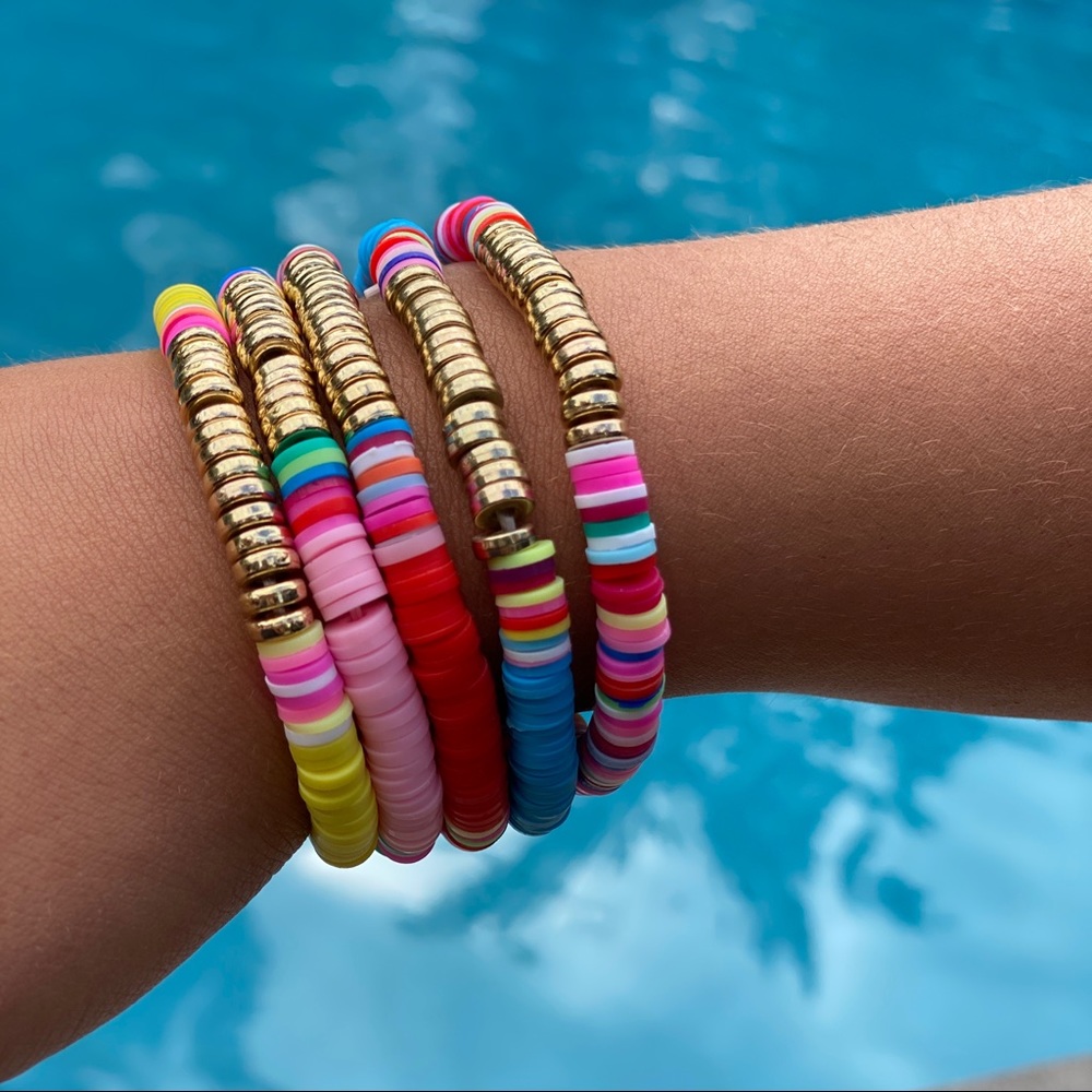Bohemian soft clay stackable bracelet set
